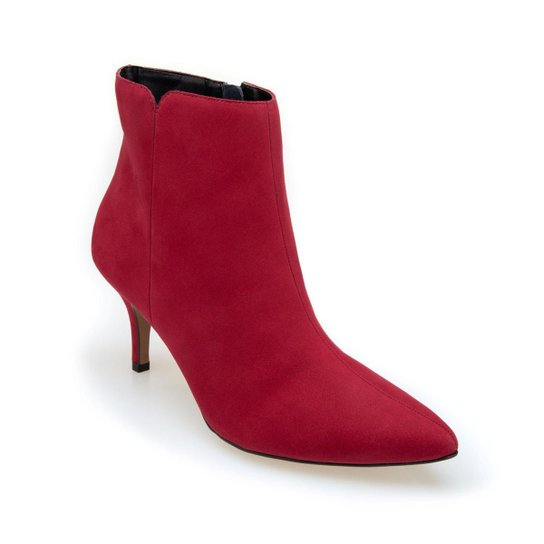 Bota Morena Rosa Cano Curto Salto Médio Básica Feminina Vermelho