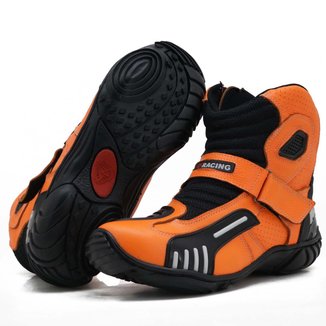 Bota motociclista Vented Boots em couro legítimo AS-RACING - Atron Shoes