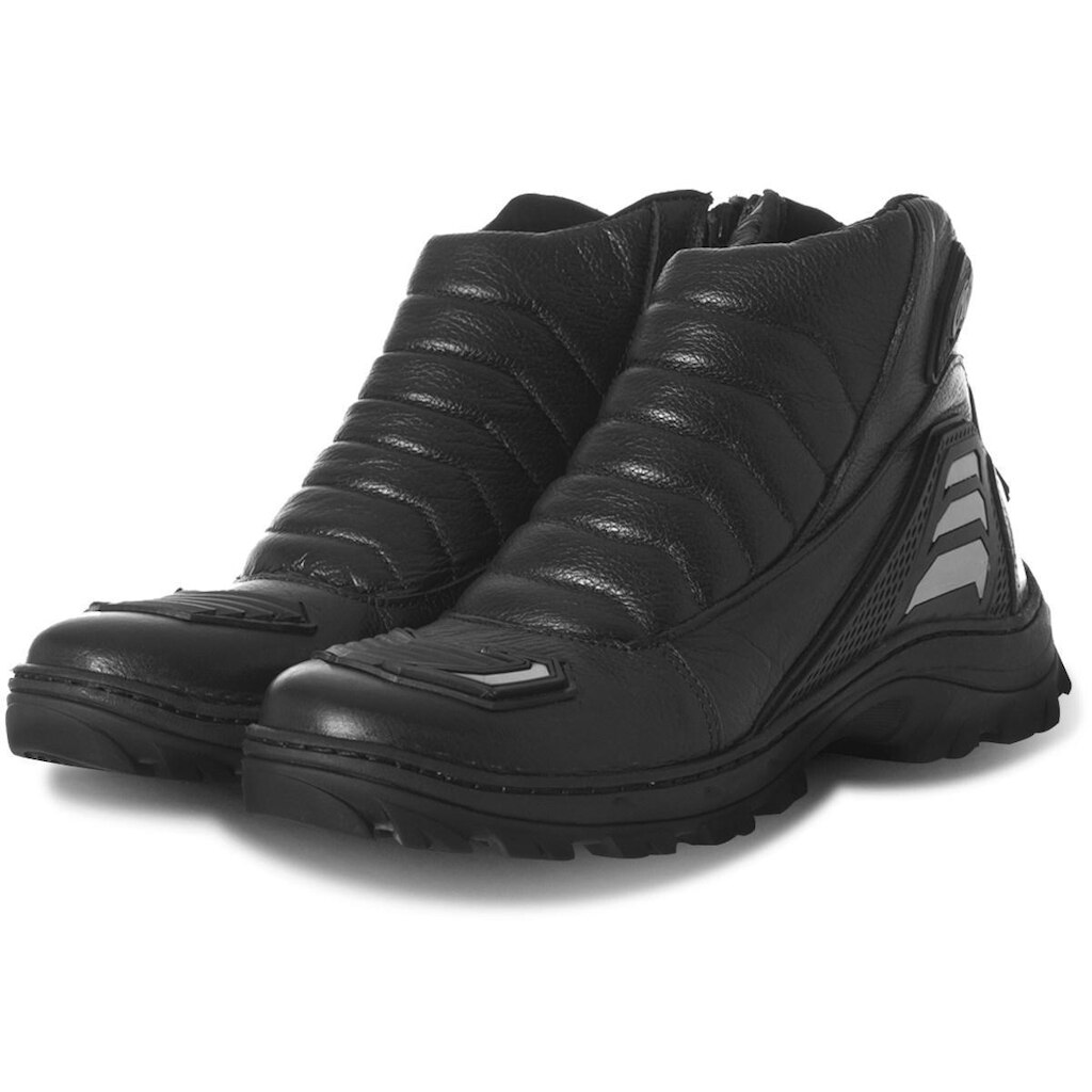 Bota Motocilcista Combat Impermeável Proteção Coturno Couro