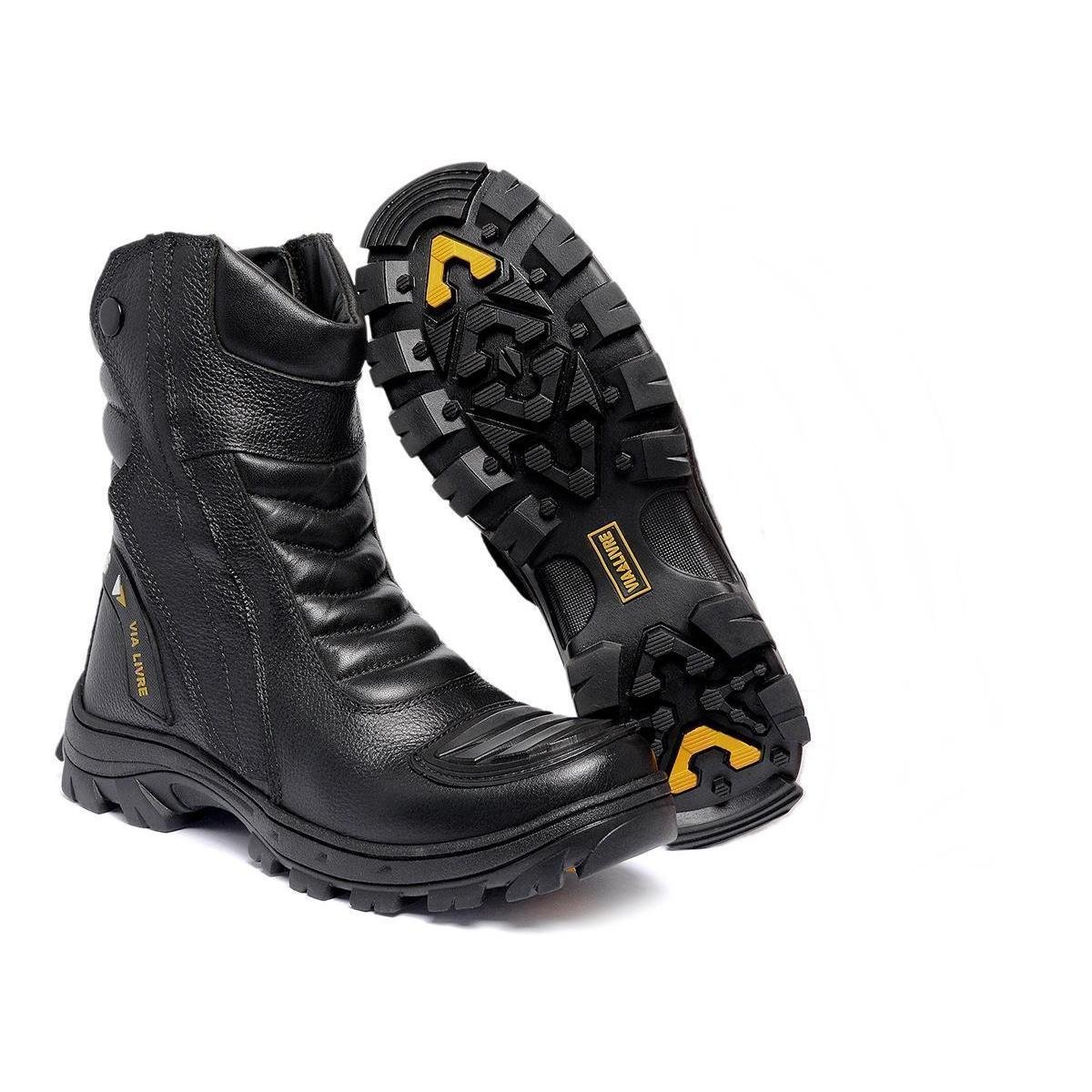 Bota Motoqueiro Masculina de Couro Confortável palmilha em gel solado para dias quentes e de chuva Menor preço em Bota Motoqueiro Masculina de Couro Confortável palmilha em gel solado para dias quentes e de chuva