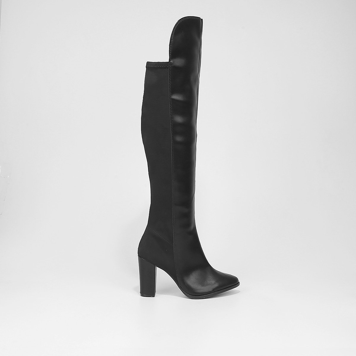 Bota Over The Knee Beira Rio Salto Bloco Alto Feminina Preto