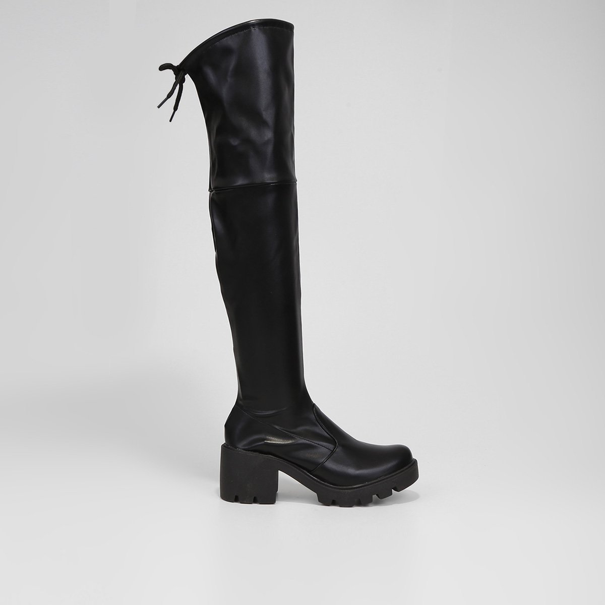 Bota Over The Knee Look Fashion Salto Médio Tratorada Feminina