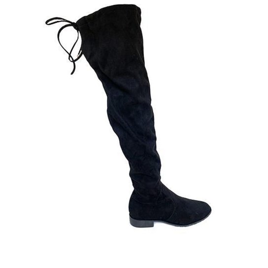 Bota Over The Knee Suede Rasteira Preto Netshoes