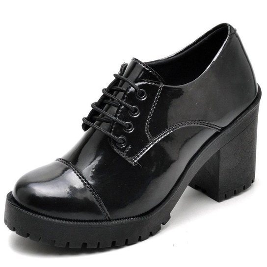 Oxford Bota Sapato Feminino Bota Oxford Tratorada Feminina Salto - Main Image