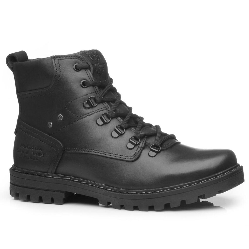 Bota Pegada Coturno 181501-01 Masculino De Couro Legitimo