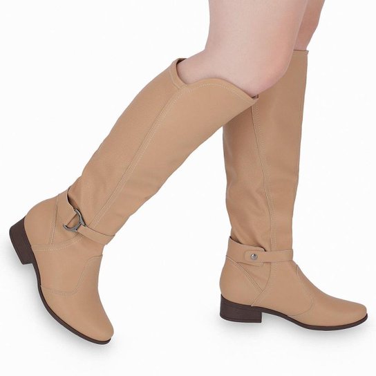 Bota Piccadilly Cano Longo Napa Strecth Fívela 650074 - Nude Menor preço em Bota Piccadilly Cano Longo Napa Strecth Fívela 650074 - Nude