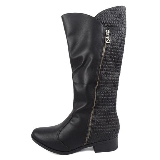 Bota Piccadilly Cano Longo Texturizado - 650070 - Preto Menor preço em Bota Piccadilly Cano Longo Texturizado - 650070 - Preto