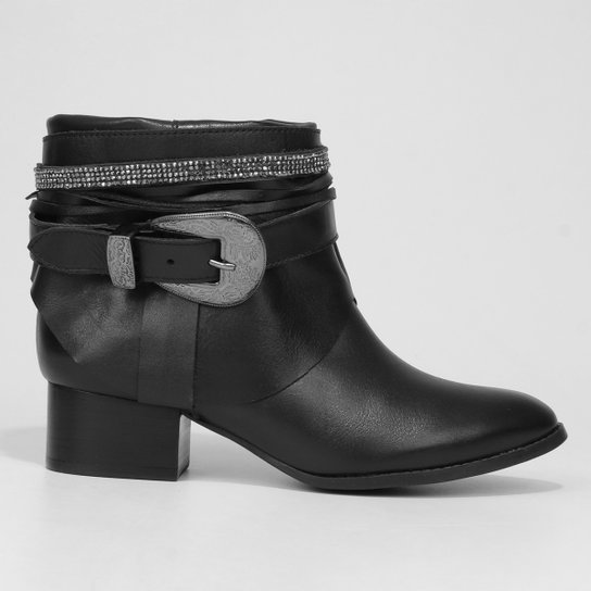 Bota Raphaella Booz Tiras Feminina - Preto Menor preço em Bota Raphaella Booz Tiras Feminina - Preto