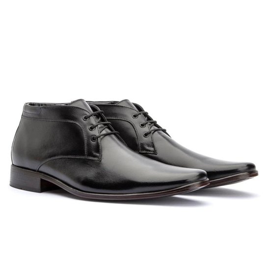 Bota Sapato Social Masculino Oxfdord Ankle Boot Couro - Preto Menor preço em Bota Sapato Social Masculino Oxfdord Ankle Boot Couro - Preto