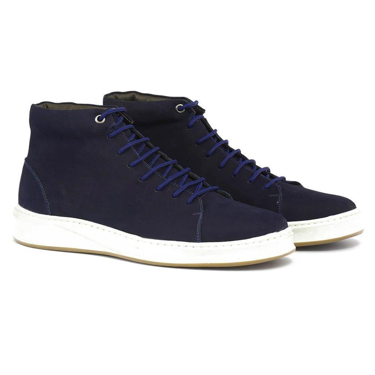 Bota Sneaker Couro Masculino Cano Médio Dia a Dia Confort Menor preço em Bota Sneaker Couro Masculino Cano Médio Dia a Dia Confort