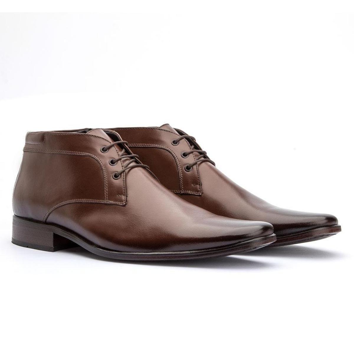 Bota Social Masculina Couro Confortável Resistente Versátil - Café |  Netshoes