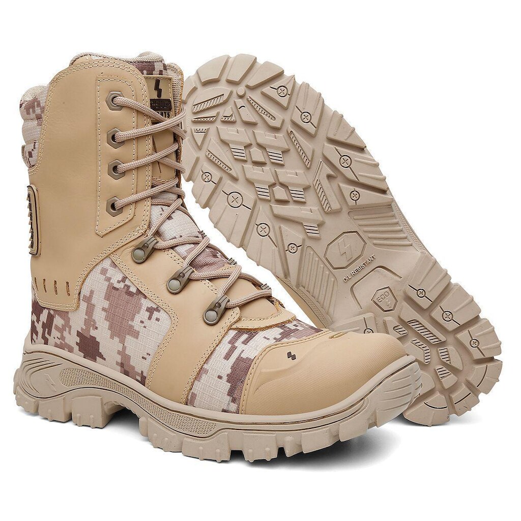 Bota Tática Commander Couro e Lona Reforçada Coturno Robusto