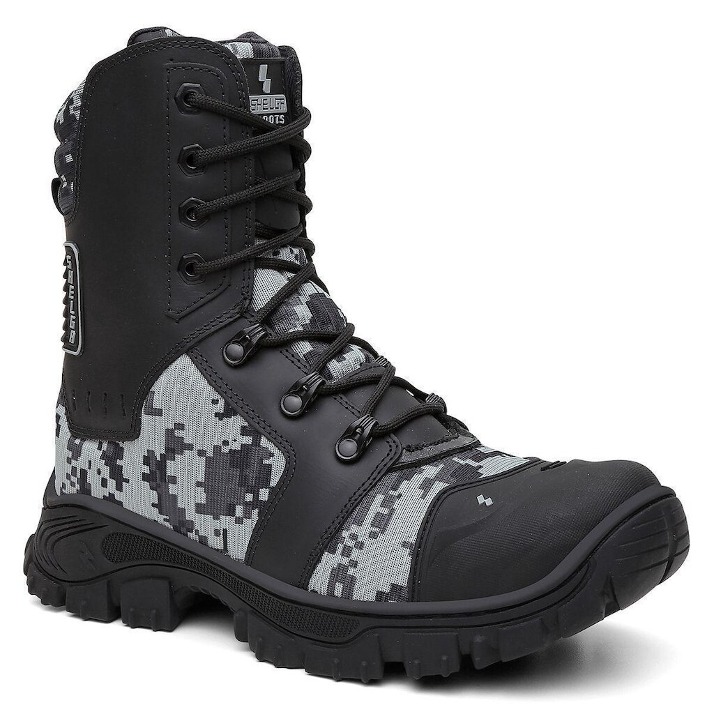 Bota Tática Commander Couro e Lona Reforçada Coturno Robusto