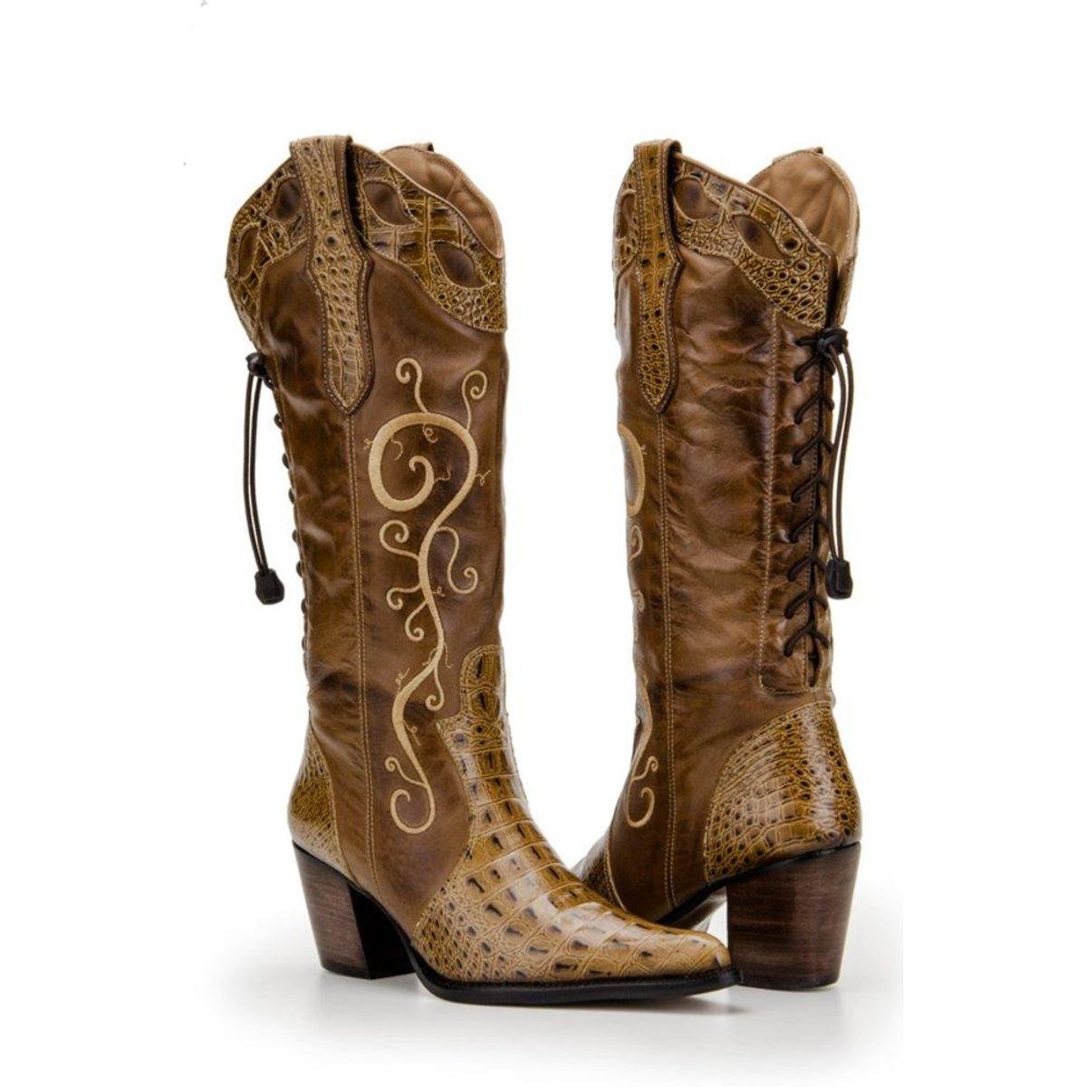 Bota Texana Country Capelli Boots Jacaré Couro Feminina Menor preço em Bota Texana Country Capelli Boots Jacaré Couro Feminina