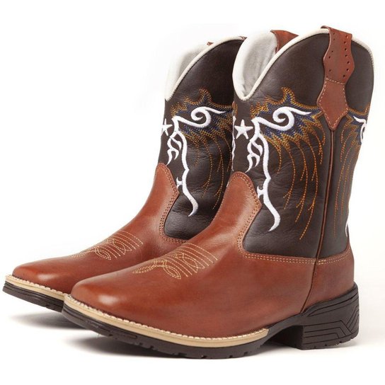 Bota Texana Country Masculina Americana Bico Quadrado Marrom