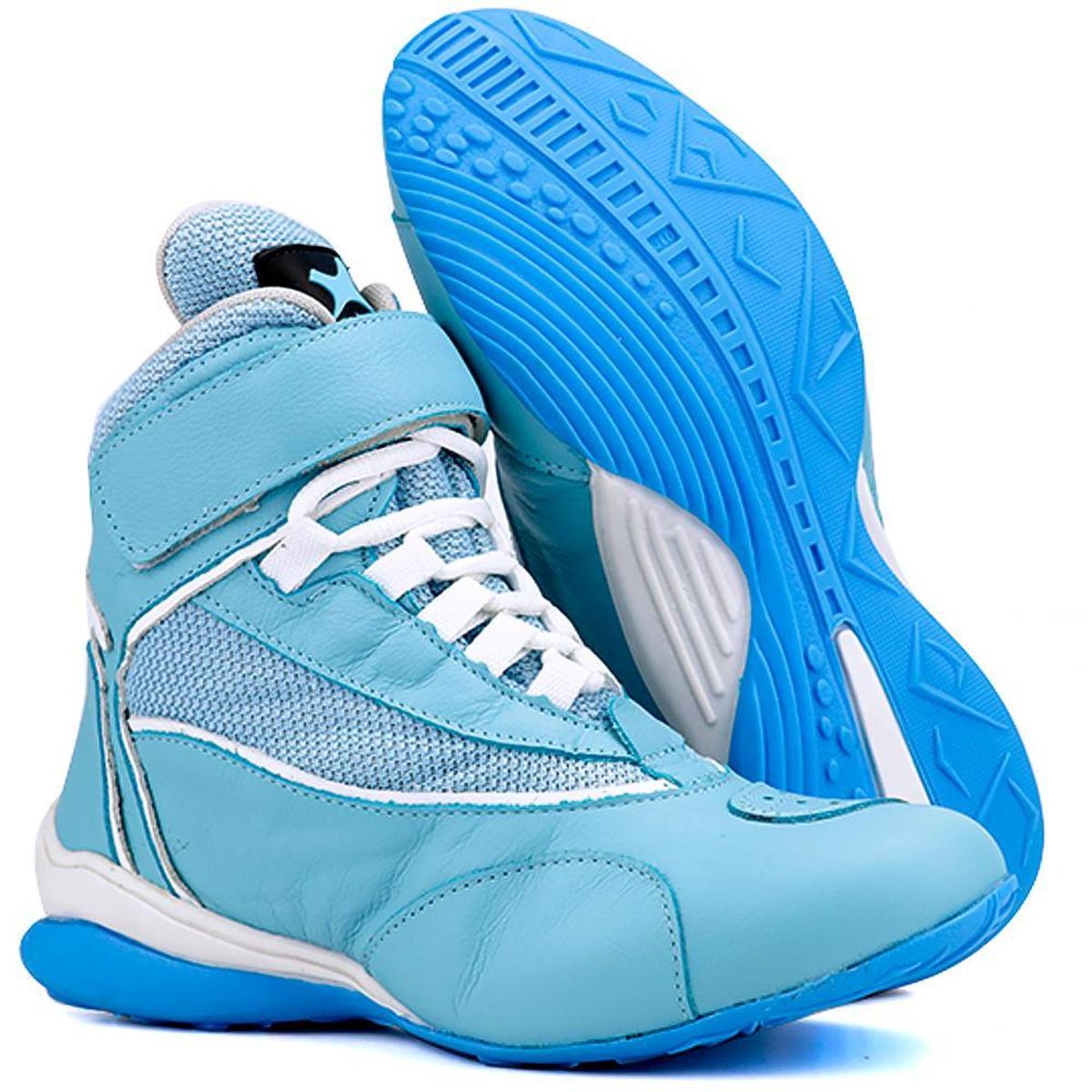 Bota Treino Mr Gutt Confortável Couro Claro Feminina - Azul | Netshoes
