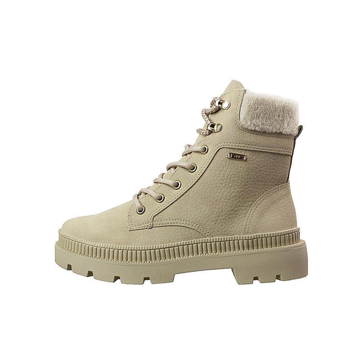 Bota Via Marte Coturno Com Ilhoses Metalizadas - 22-5806 - Bege | Netshoes