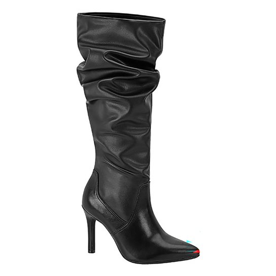 Bota Vizzano Cano Alto Enrrugada Feminina Preto Netshoes