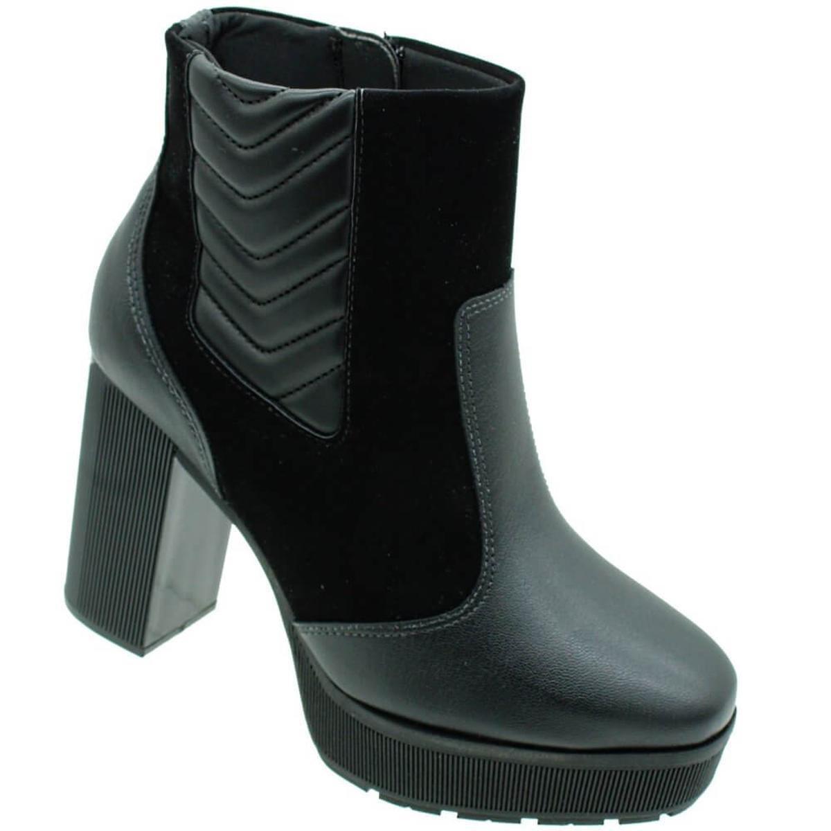 Bota Vizzano Napa Genova Nobuck Feminina - Preto | Netshoes
