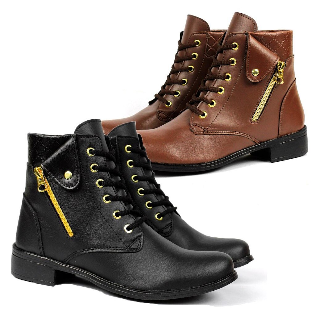 Botas Feminina Coturno Matelassê Cano Curto Conforto Casual