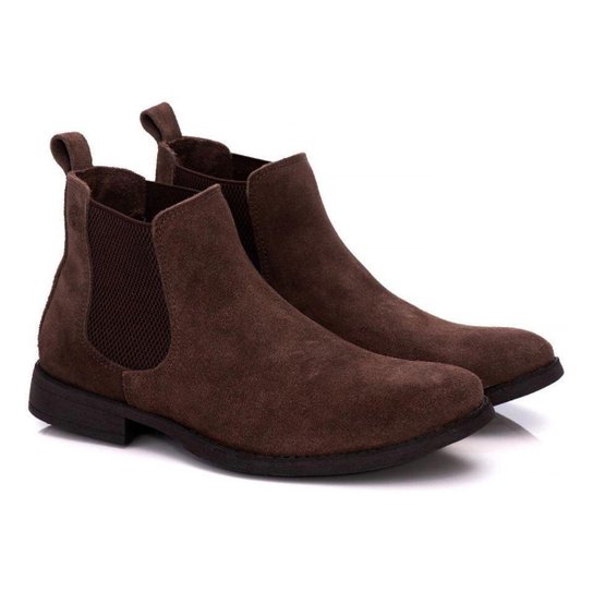 Botina Chelsea Country Bota Masculina Em Couro Camurça Cafe