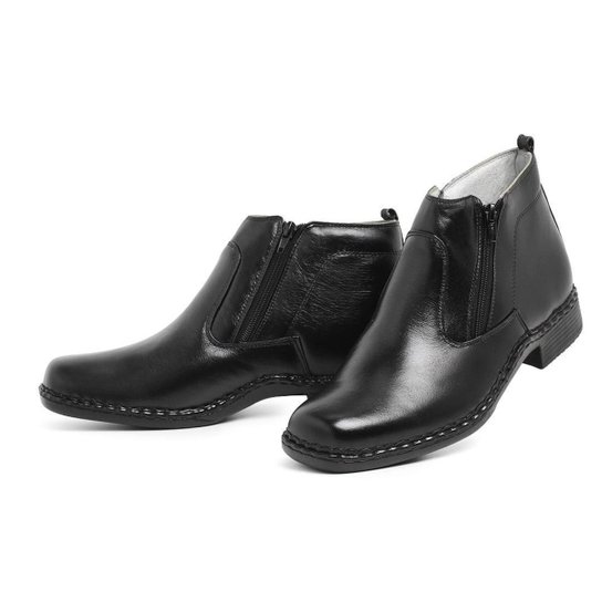 Botina Spiller Shoes Social Ortopédica Bota Antiestresse Couro Palmilha Gel Masculina - Preto Menor preço em Botina Spiller Shoes Social Ortopédica Bota Antiestresse Couro Palmilha Gel Masculina - Preto