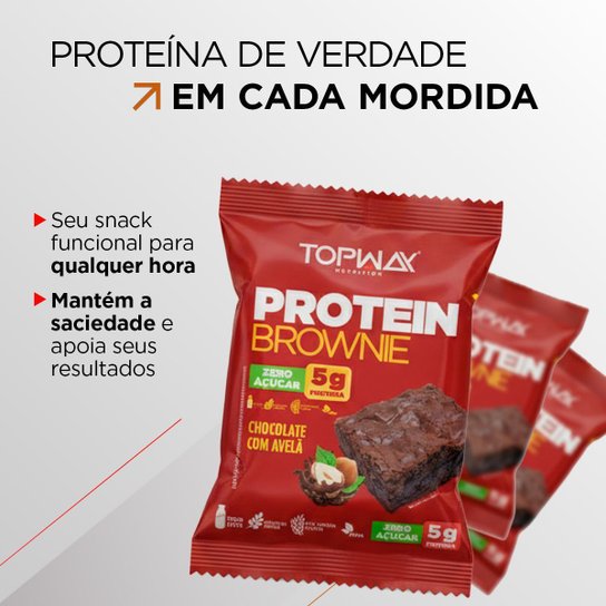 Brownie Proteico Chocolate Com Avelã 40G Topway Caixa 10 Un