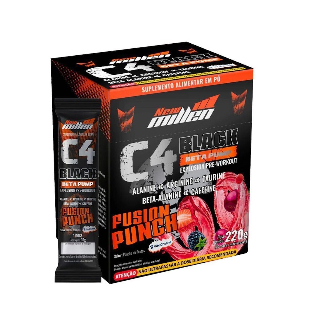 C4 Black Beta Pump Cx C/22 Sachês - New Millen