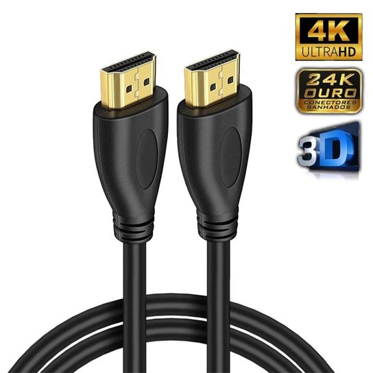 Cabo Hdmi 5 Metros 4k 120hz Ultra HD 5m Banhado A Ouro Blindado - Preto Menor preço em Cabo Hdmi 5 Metros 4k 120hz Ultra HD 5m Banhado A Ouro Blindado - Preto
