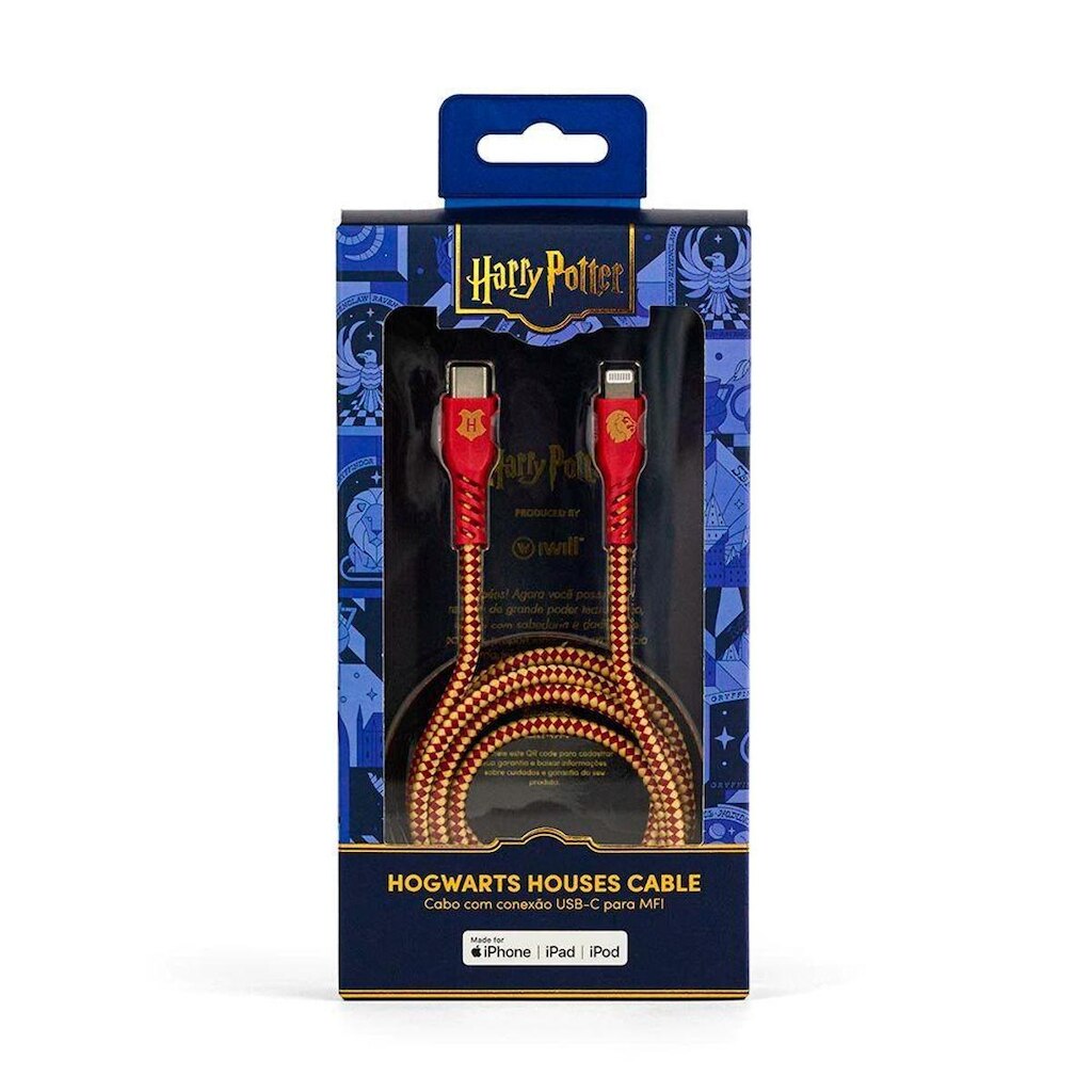 Cabo iWill Harry Potter Grifinória Lightning para USB-C Verm