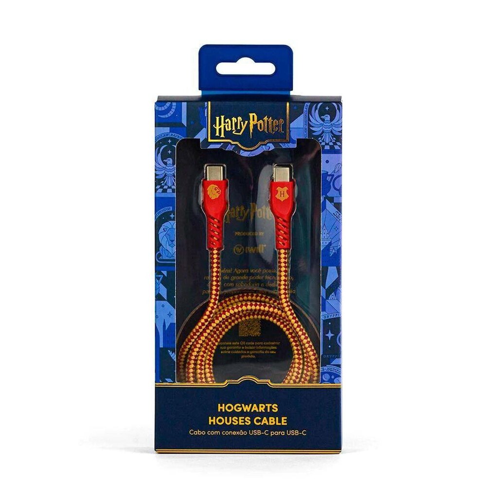 Cabo iWill Harry Potter Grifinória USB-C para USB-C Vermelho