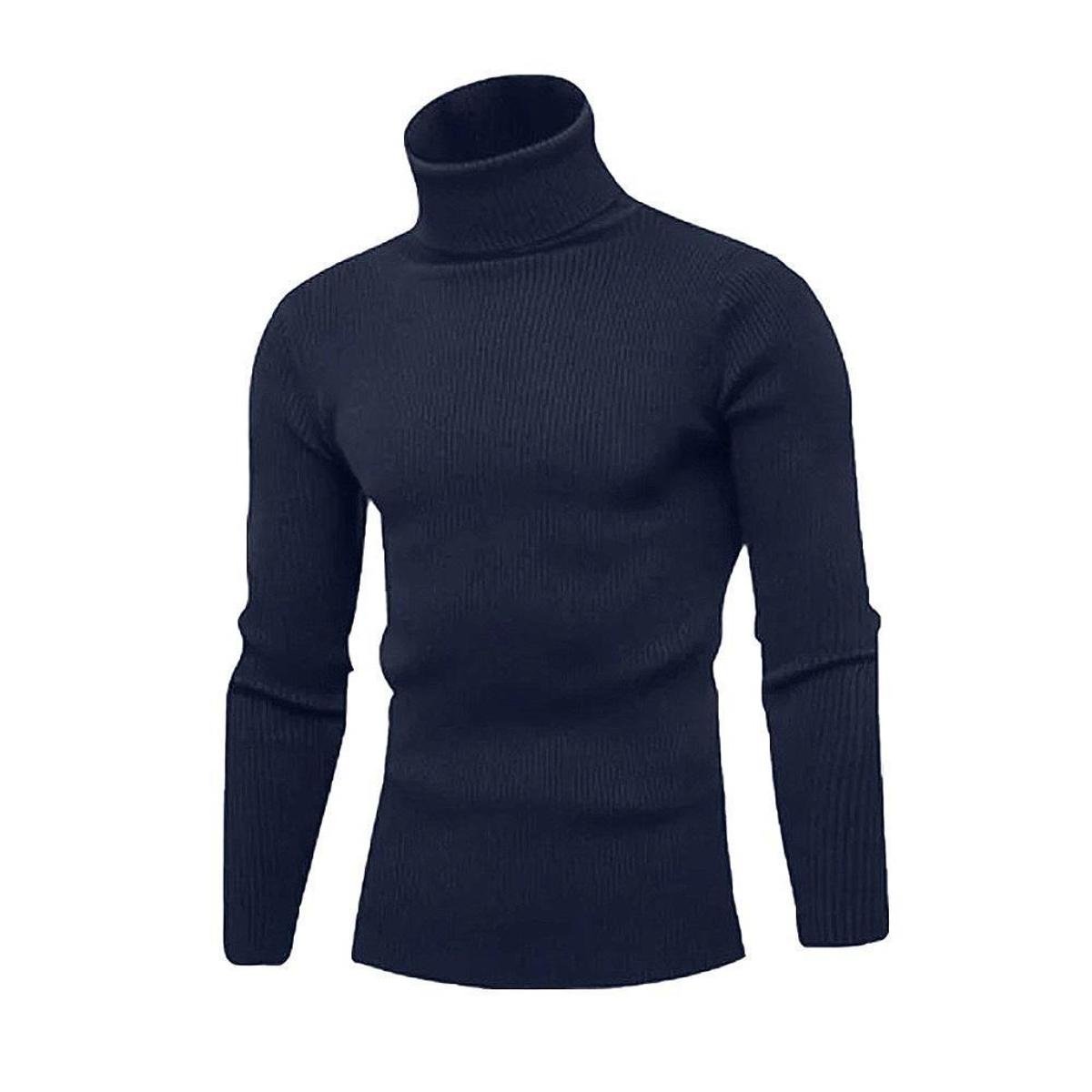 Cacharrel Blusa Tricot Lã Masculina Canelada Gola Alta R:765