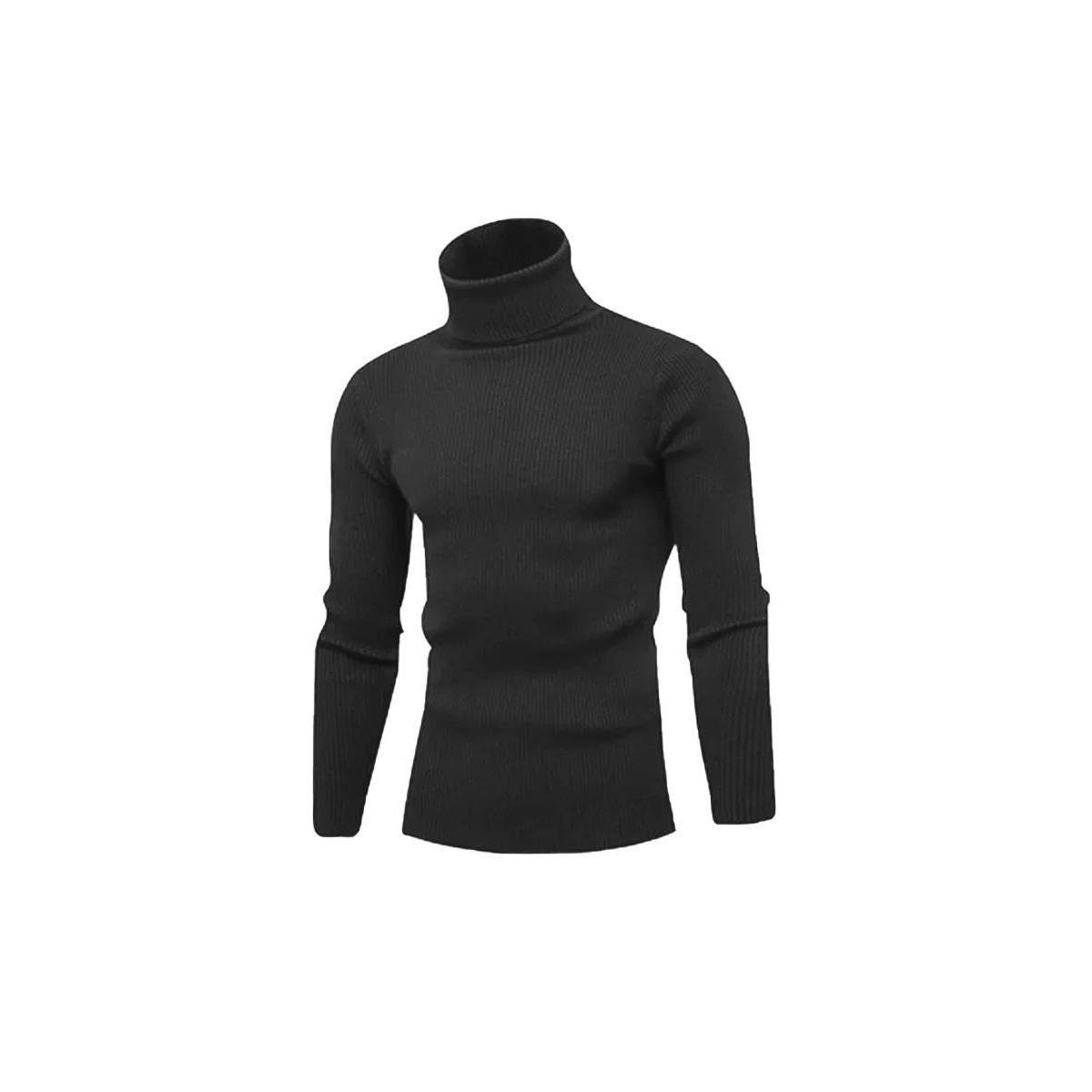 Cacharrel Blusa Tricot Lã Masculina Canelada Gola Alta R:765