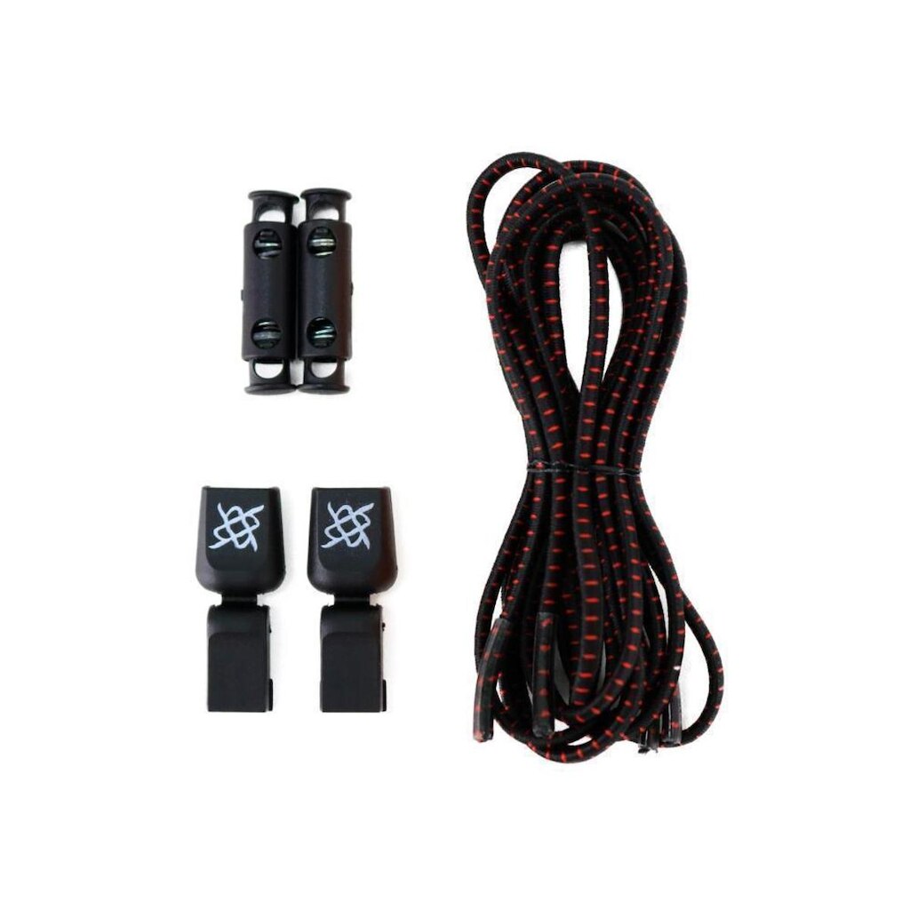Cadarço Elástico HUPI LACES Preto Risca Vermelha