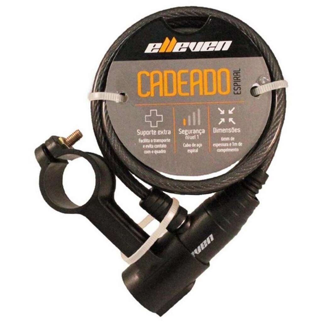 Cadeado 1000X6Mm Espiral Com Chave E Suporte
