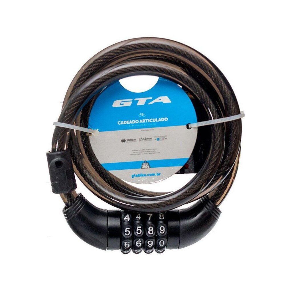 Cadeado Bicicleta moto cabo de Aço Reforçado com segredo senha 12mm x 1 Metro