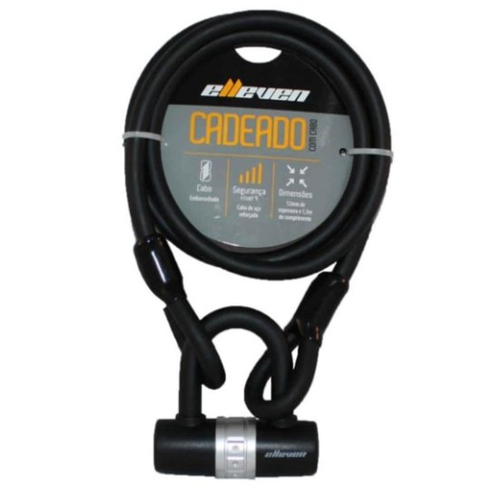 Cadeado Bike Tranca U-lock Cabo Aço 1,5mx12mm Elleven - Preto Menor preço em Cadeado Bike Tranca U-lock Cabo Aço 1,5mx12mm Elleven - Preto