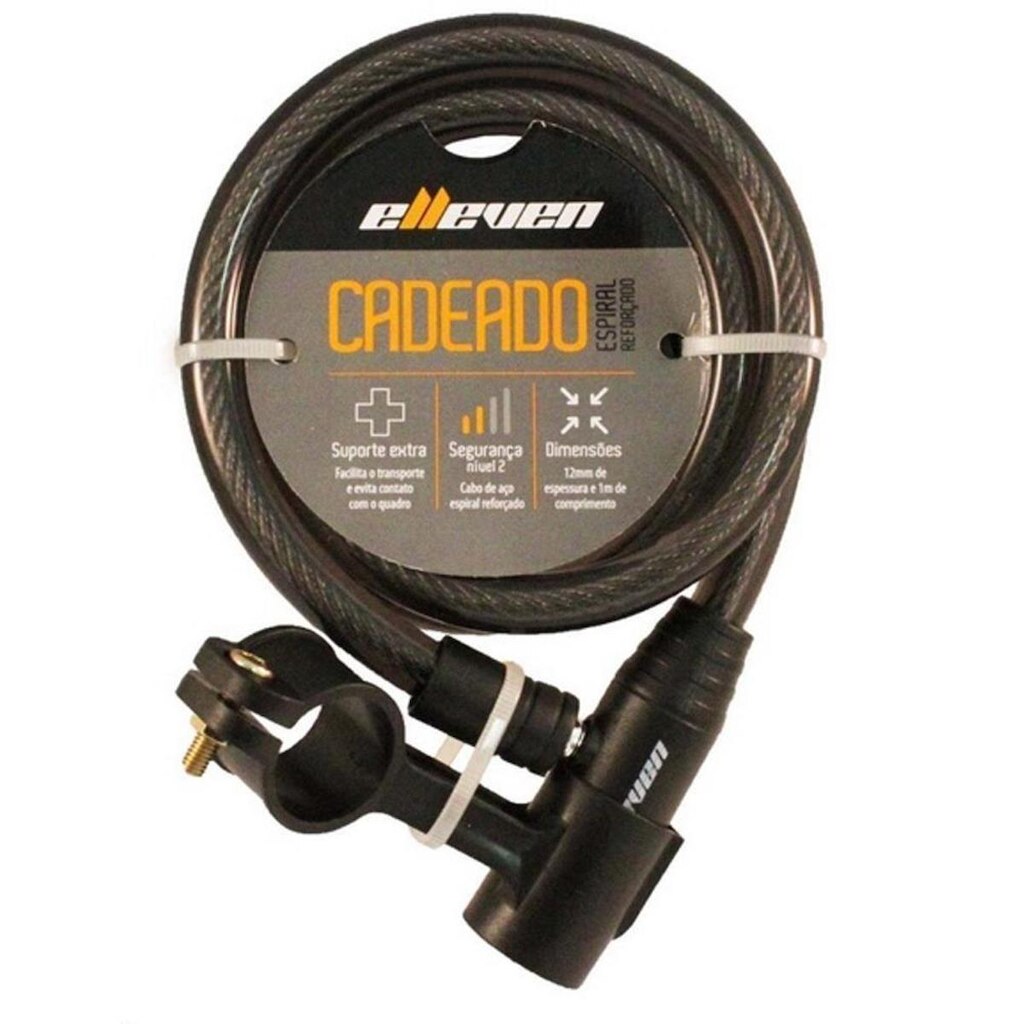 Cadeado Elleven 1000x12mm Espiral com Chave e Suporte