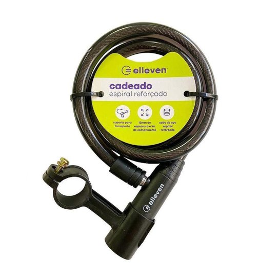 Cadeado Elleven Cabo Aço 1mt X 12mm P/ Bike Moto Chaves - Preto Menor preço em Cadeado Elleven Cabo Aço 1mt X 12mm P/ Bike Moto Chaves - Preto