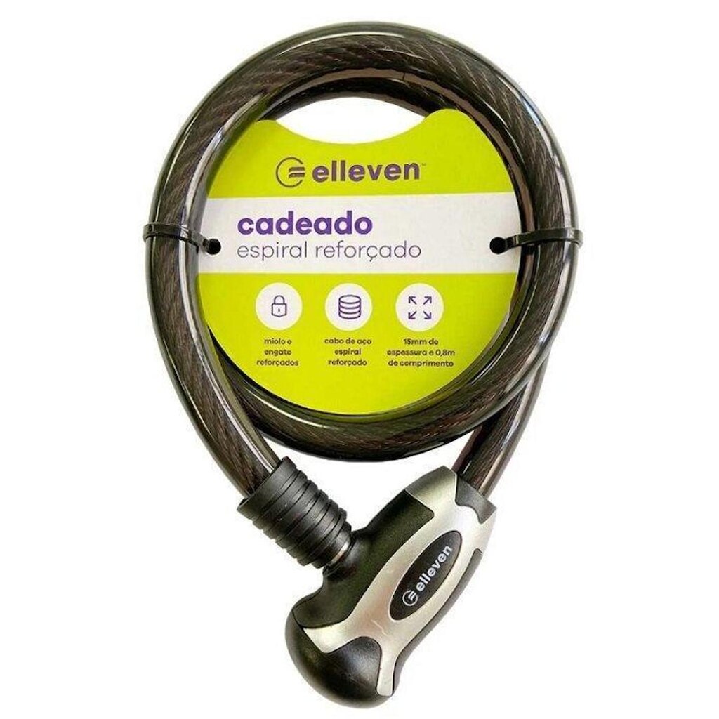 Cadeado Espiral Grosso com Chave 80cm x 15mm - ELLEVEN