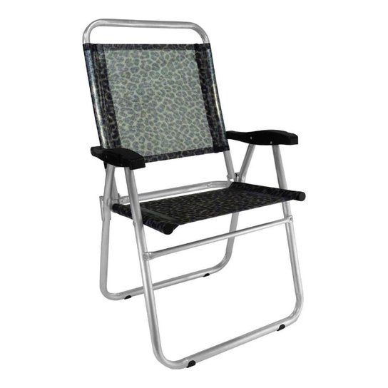 Cadeira Alumínio Reforçada Cancun Plus Colors Onça Zaka 120 KG - Estampado Menor preço em Cadeira Alumínio Reforçada Cancun Plus Colors Onça Zaka 120 KG - Estampado