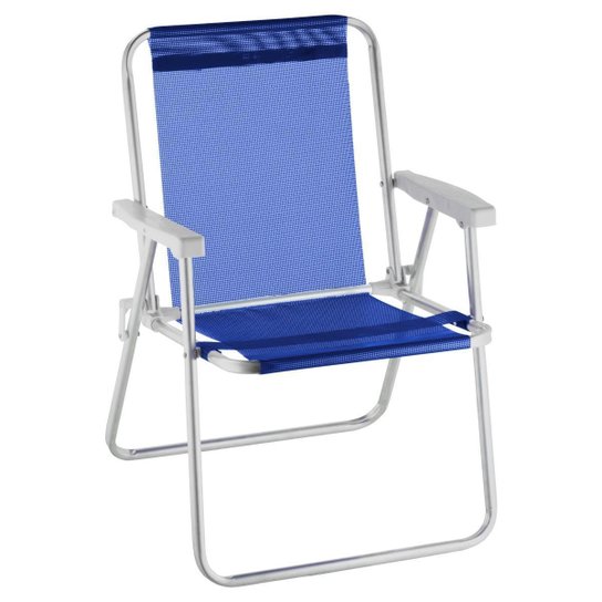 Cadeira De Praia Alta Alumínio Beach Premium - Marinho Menor preço em Cadeira De Praia Alta Alumínio Beach Premium - Marinho