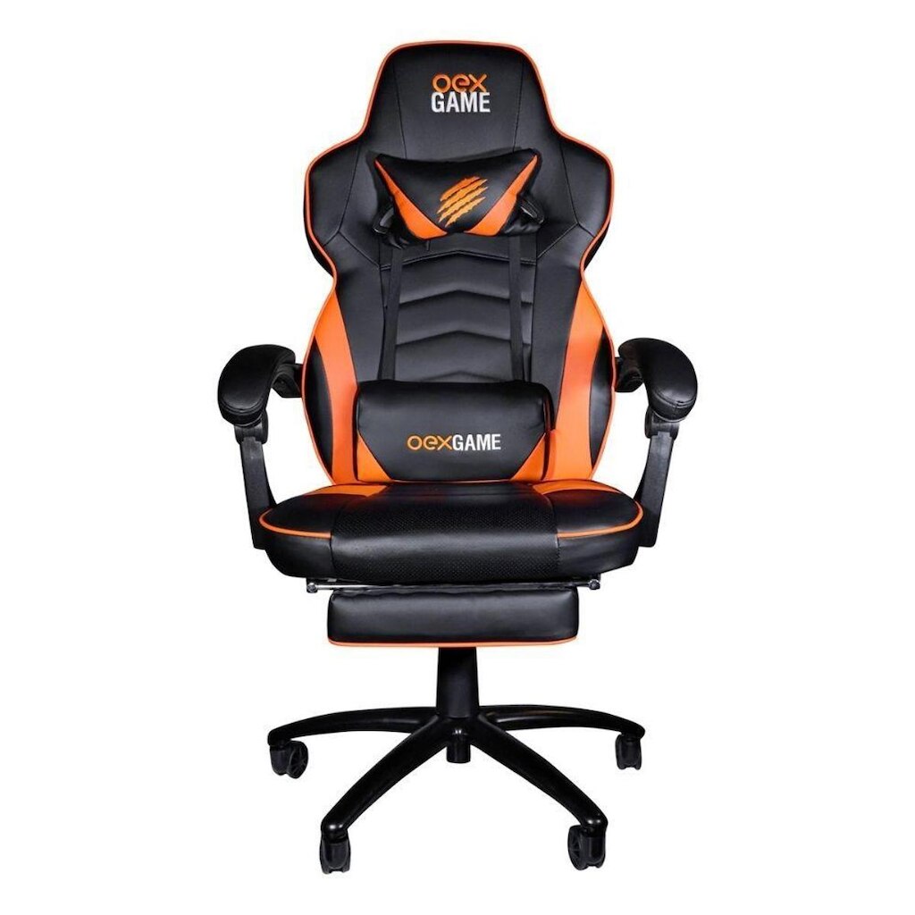 Cadeira Gamer Gc302 Estofado Ajustavél 120kg Preto E Laranja