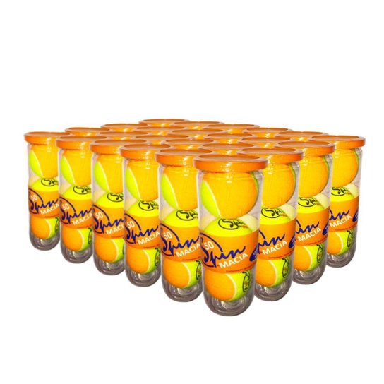 Caixa de Bola de Tênis Spin Soft 50 Caixa com 24 Tubos SPIN - Amarelo+Laranja