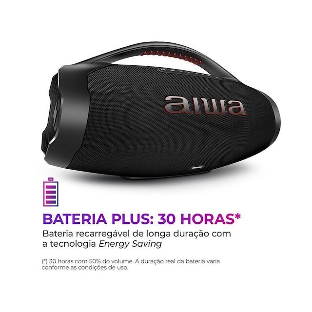 Caixa de Som Aiwa Boombox Plus AWS-BBS-01-B Bluetooth Amplificada 200W USB