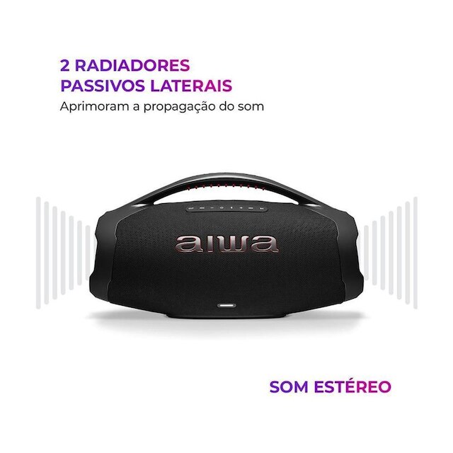 Caixa de Som Aiwa Boombox Plus AWS-BBS-01-B Bluetooth Amplificada 200W USB