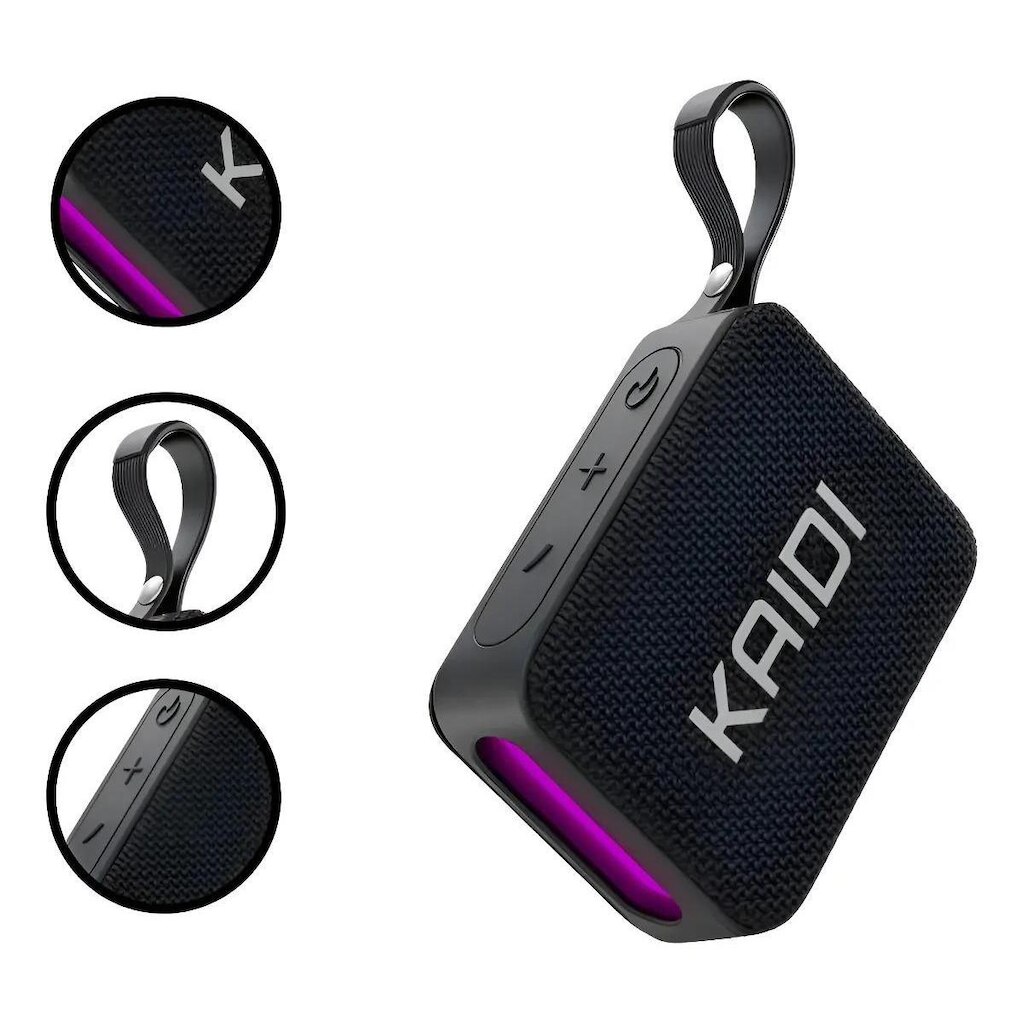 Caixa de Som Bluetooth Kaidi KNC-826 Portátil com LED, Rádio FM e US