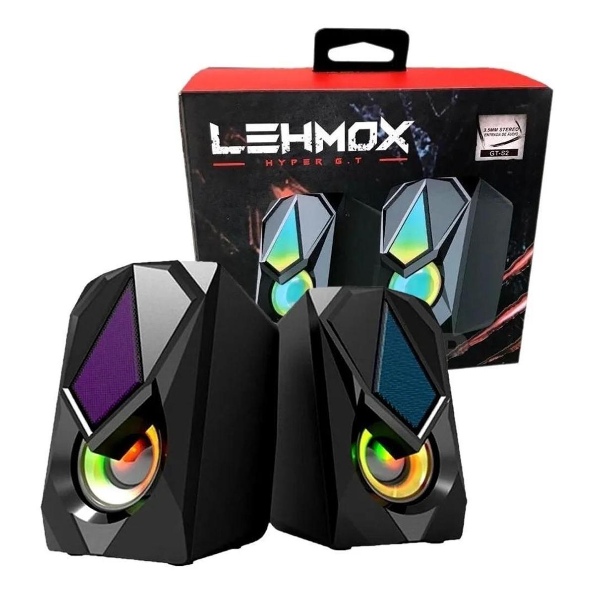 Caixa De Som Para Pc Com Luzes Rgb Gamer Gt-S2 Saída P2 Aux - Preto ...