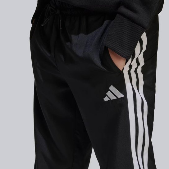 Calça Adidas 3 Stripes Juvenil Preta e Branca