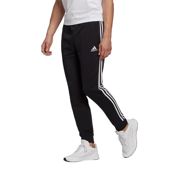 Calça Adidas Essentials 3 Stripes Masculina - Preto+Branco Menor preço em Calça Adidas Essentials 3 Stripes Masculina - Preto+Branco